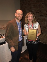 2017 Teaching Prize winner Casey Ankeny (right) with Awards Chair Mike Rust (left)